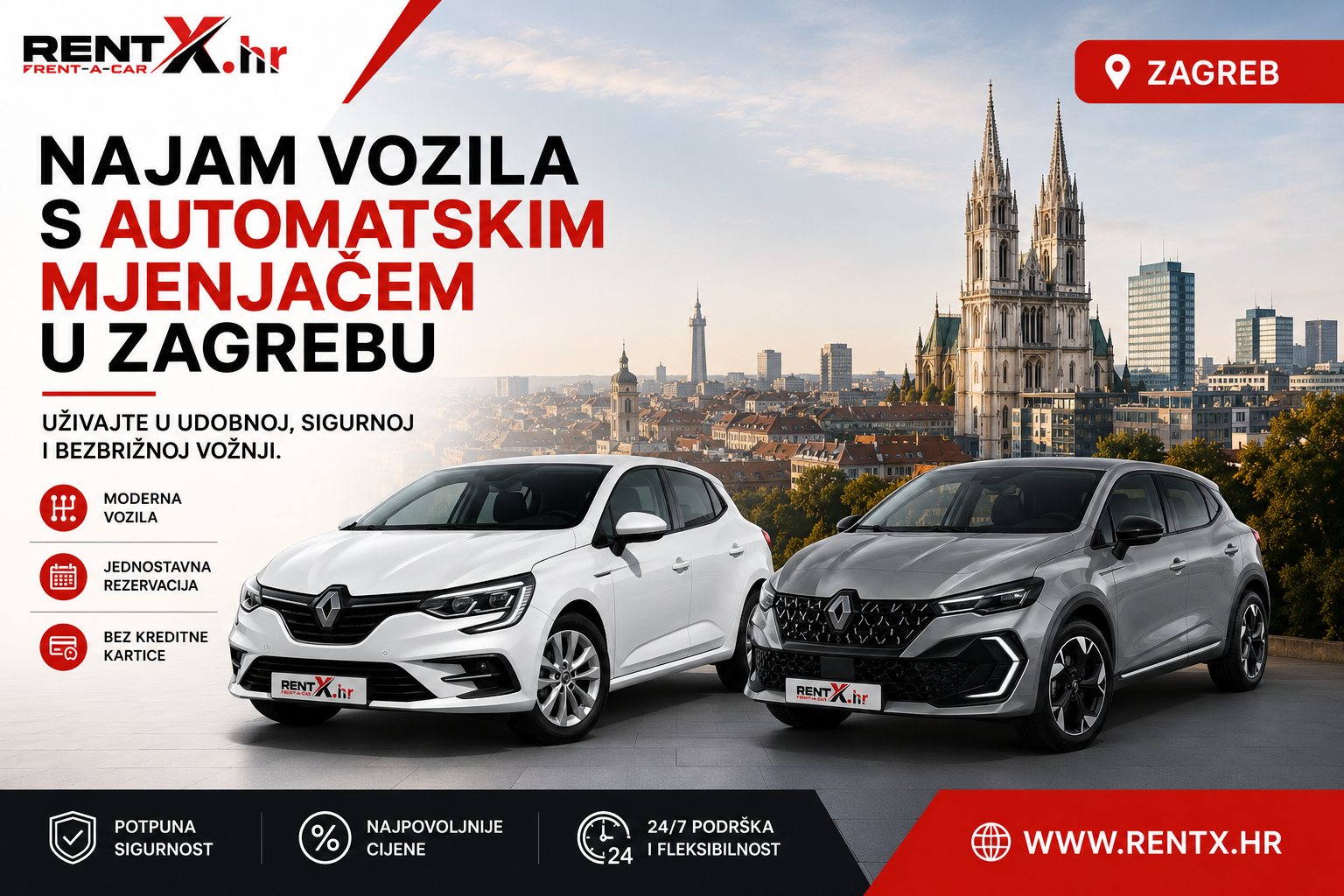Najam vozila s automatskim mjenjačem u Zagrebu | RentX.hr