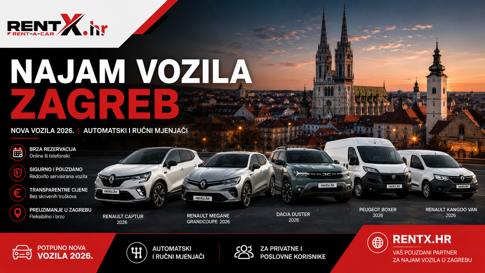 Najam vozila u Zagrebu – Nova vozila 2026.